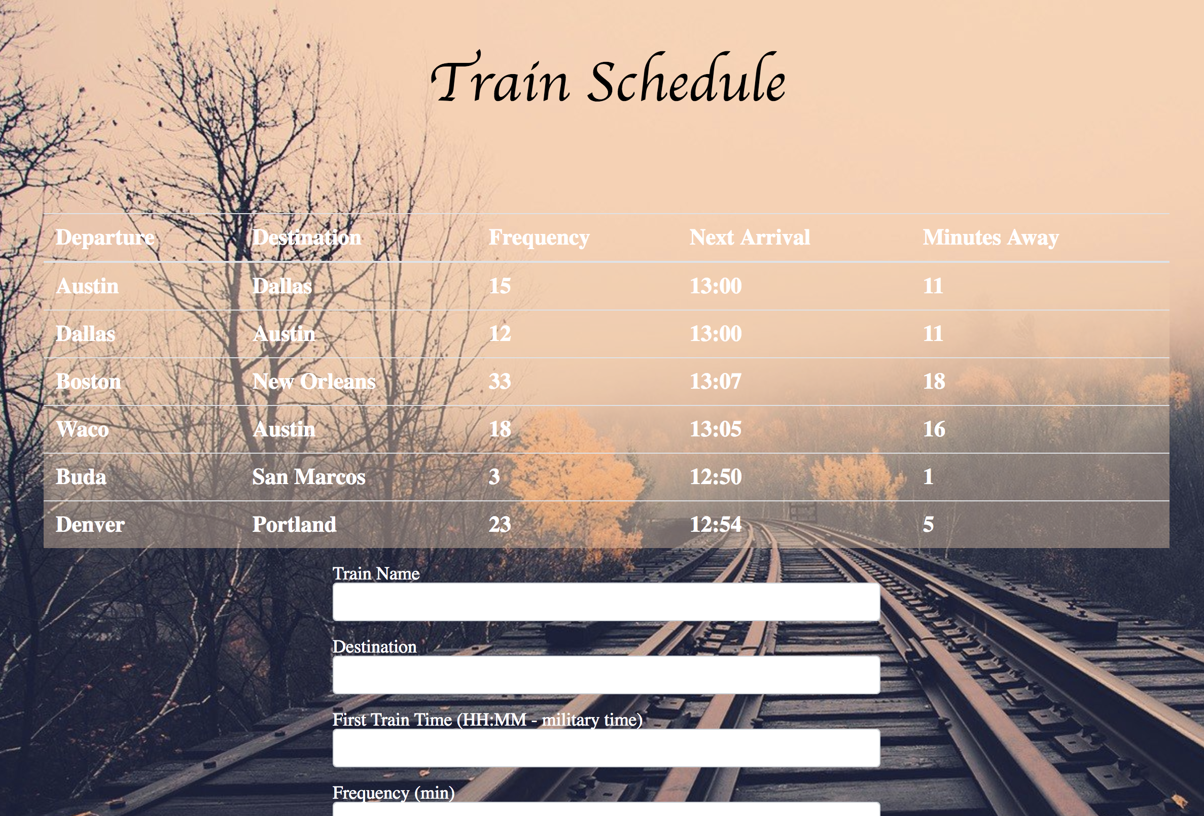 Train Schedule